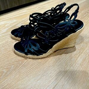 Eric Michael black leather wedge